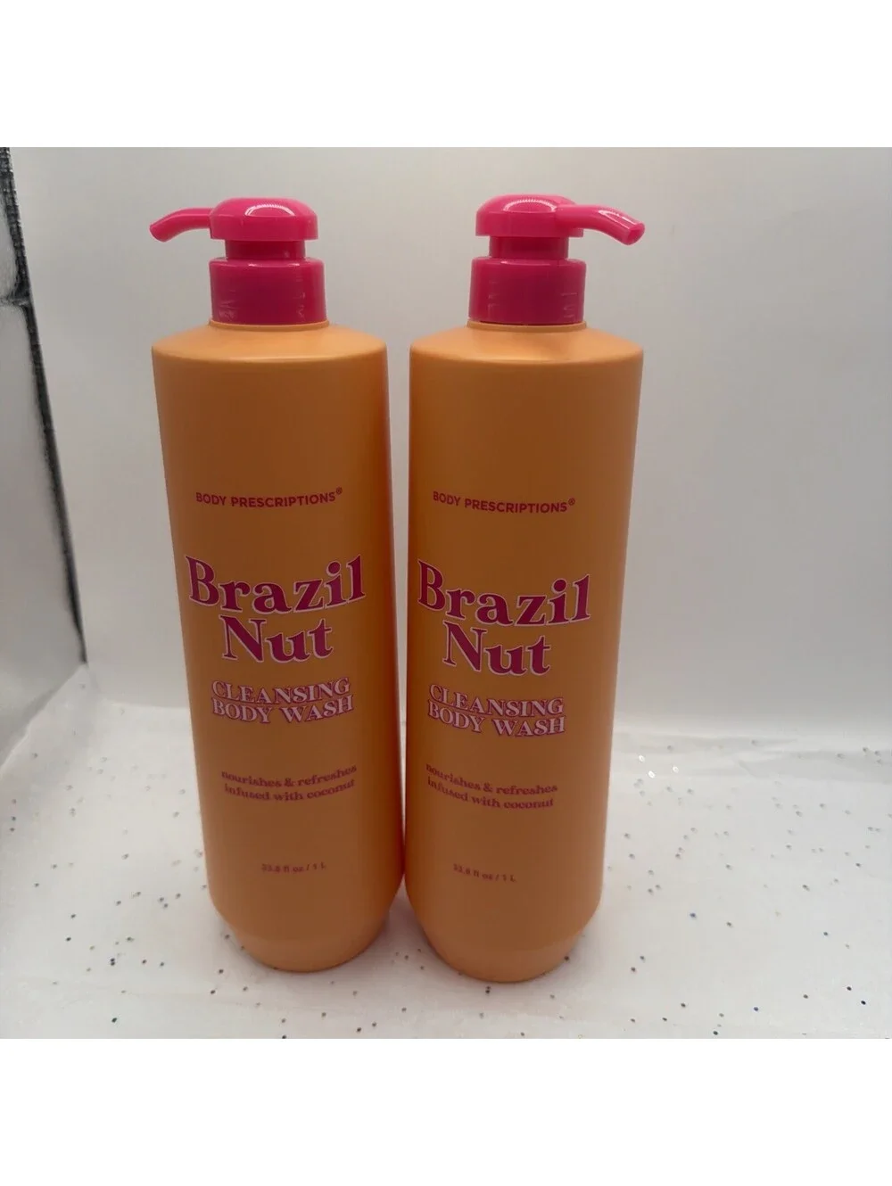 2 Pack Body Prescriptions Brazil Nut Cleansing Body Wash 33.8oz + Spa Gift Set